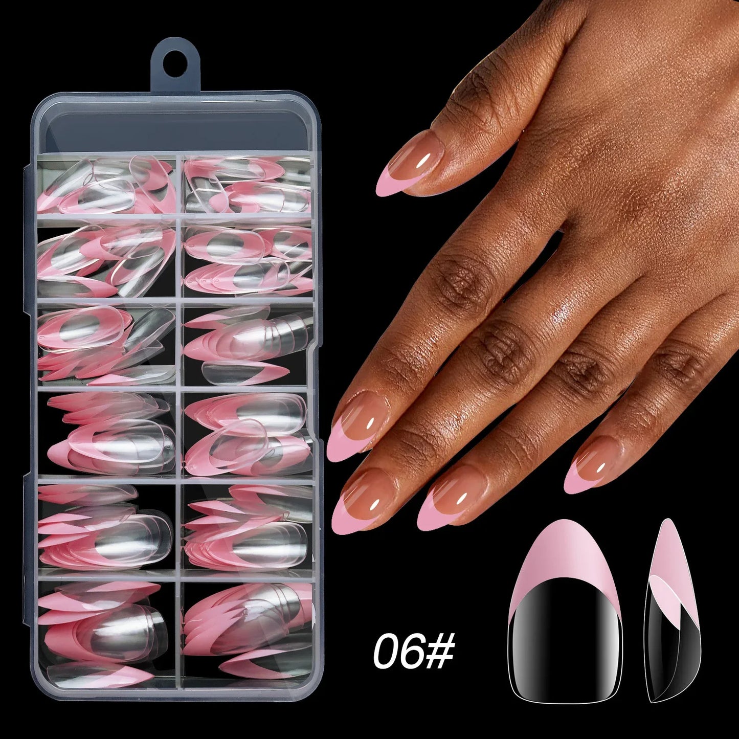 NailMuse β 120PCS Multicolor French Press-On Nails Set (Square & Almond Tips)