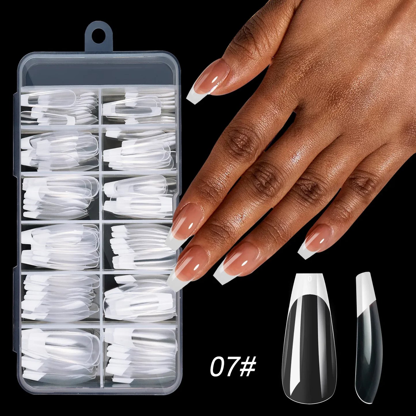 NailMuse β 120PCS Multicolor French Press-On Nails Set (Square & Almond Tips)