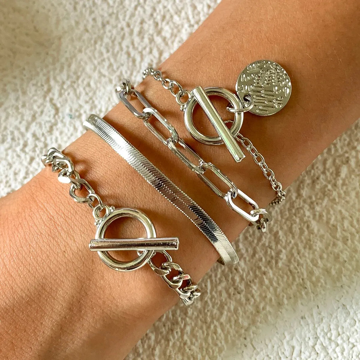Punk Cuban Link Chain Coin Pendant Bracelet β Vintage Snake Chain for Women