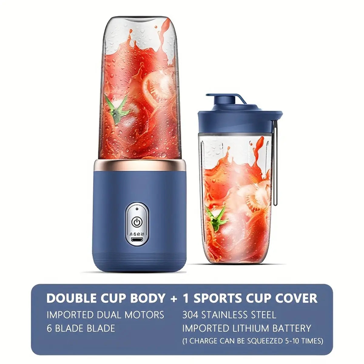 Double Cup USB Portable Juicer β Multifunction Fruit Blender & Milkshake Maker