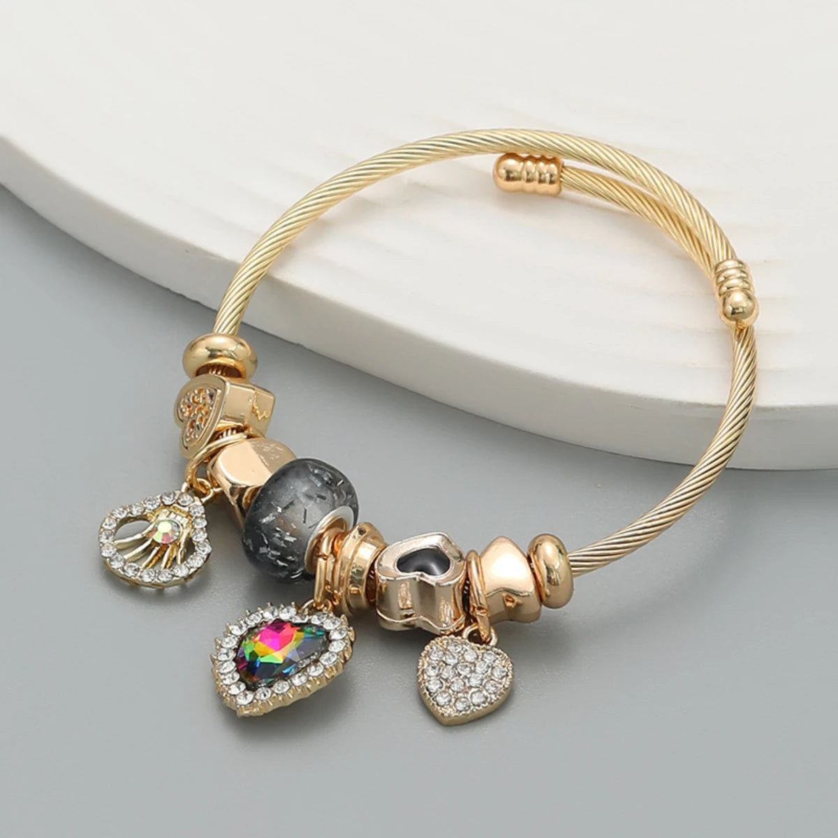 Fashion Stainless Steel Multi-Element Love Beaded Bracelet for Women