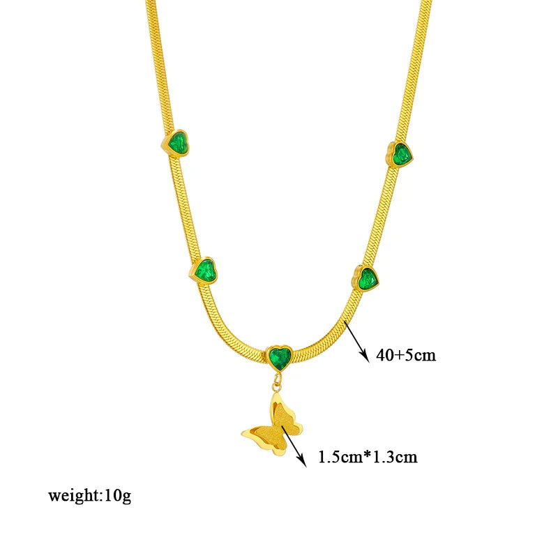 DIEYURO 316L Stainless Steel Butterfly & Moon Pendant Necklace β Blue Eyes Multilayer Choker