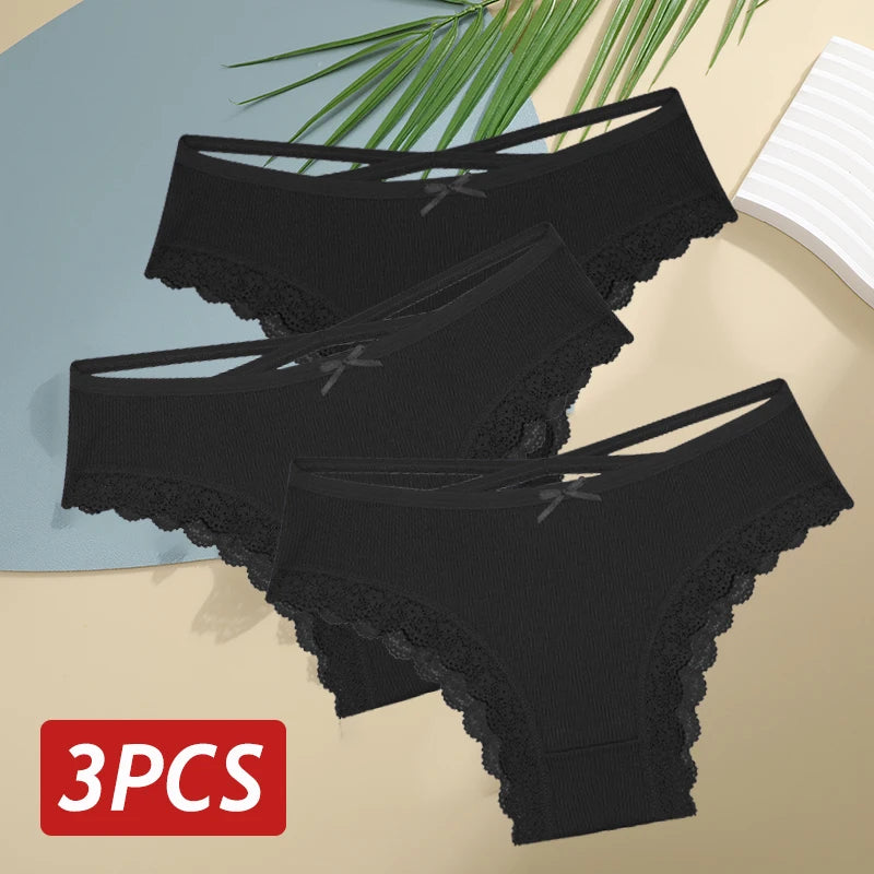 LaceBliss β 3PCS Women's Cotton Brazilian Panties Set
