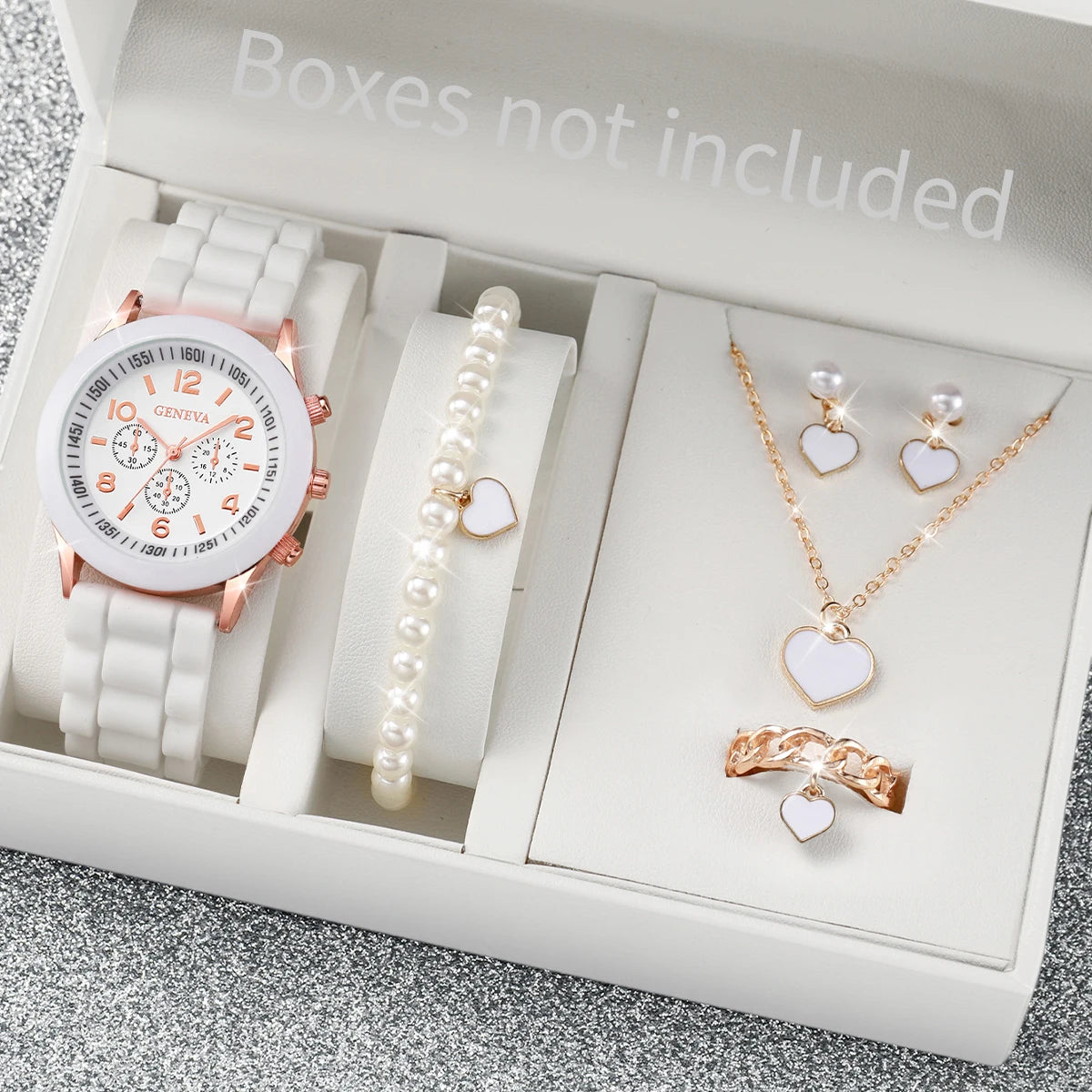 PearlTime β 3/6PCS Women's Silicone Watch & Jewelry Set