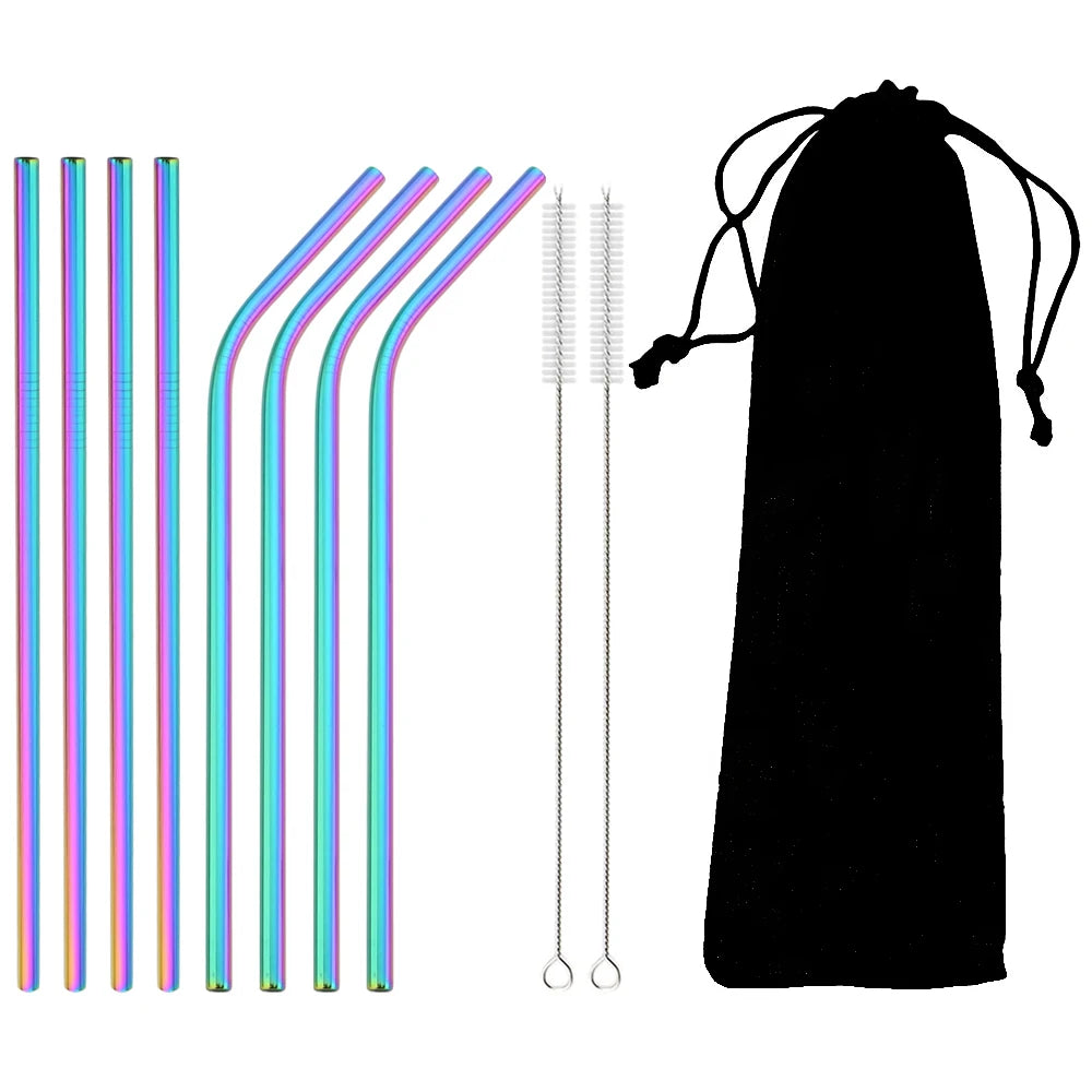Metal Straws β Reusable 304 Stainless Steel Set with Brush