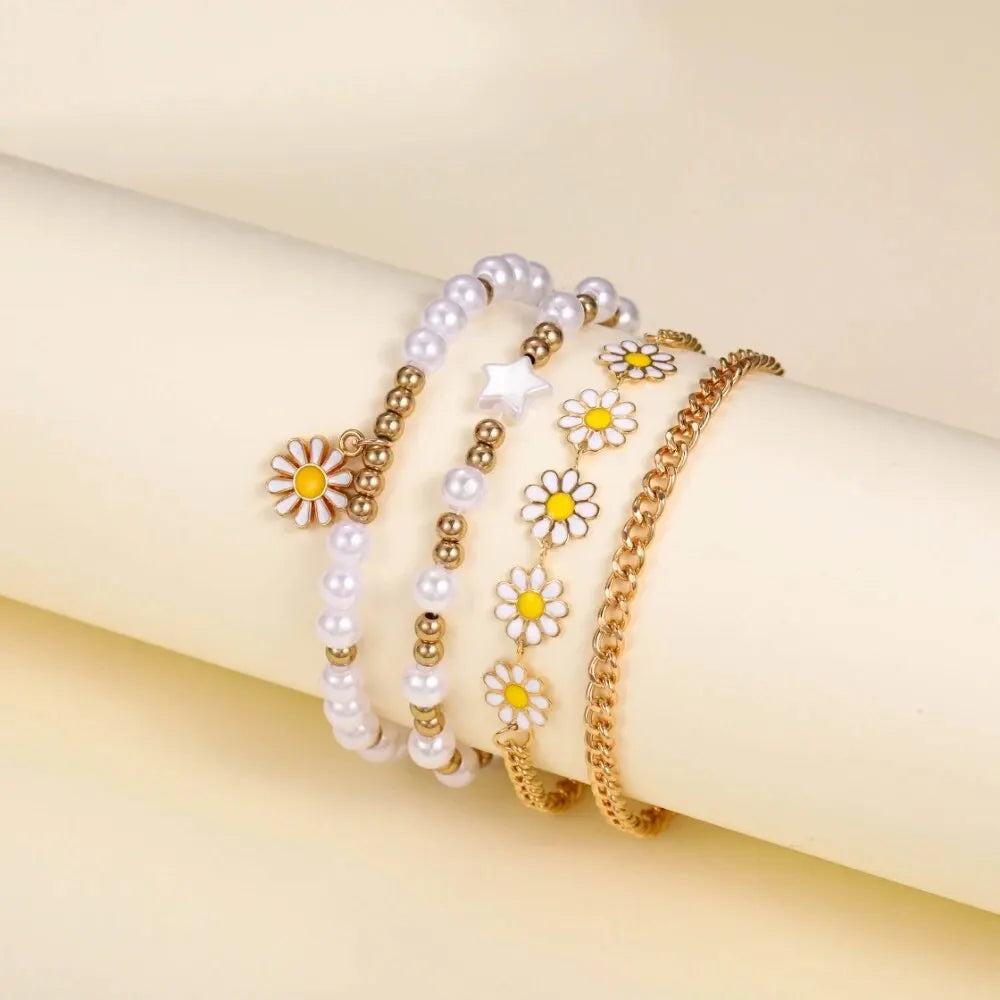 StarBloom – 5PCS Girls’ Pearl & Charm Bracelet Watch Set