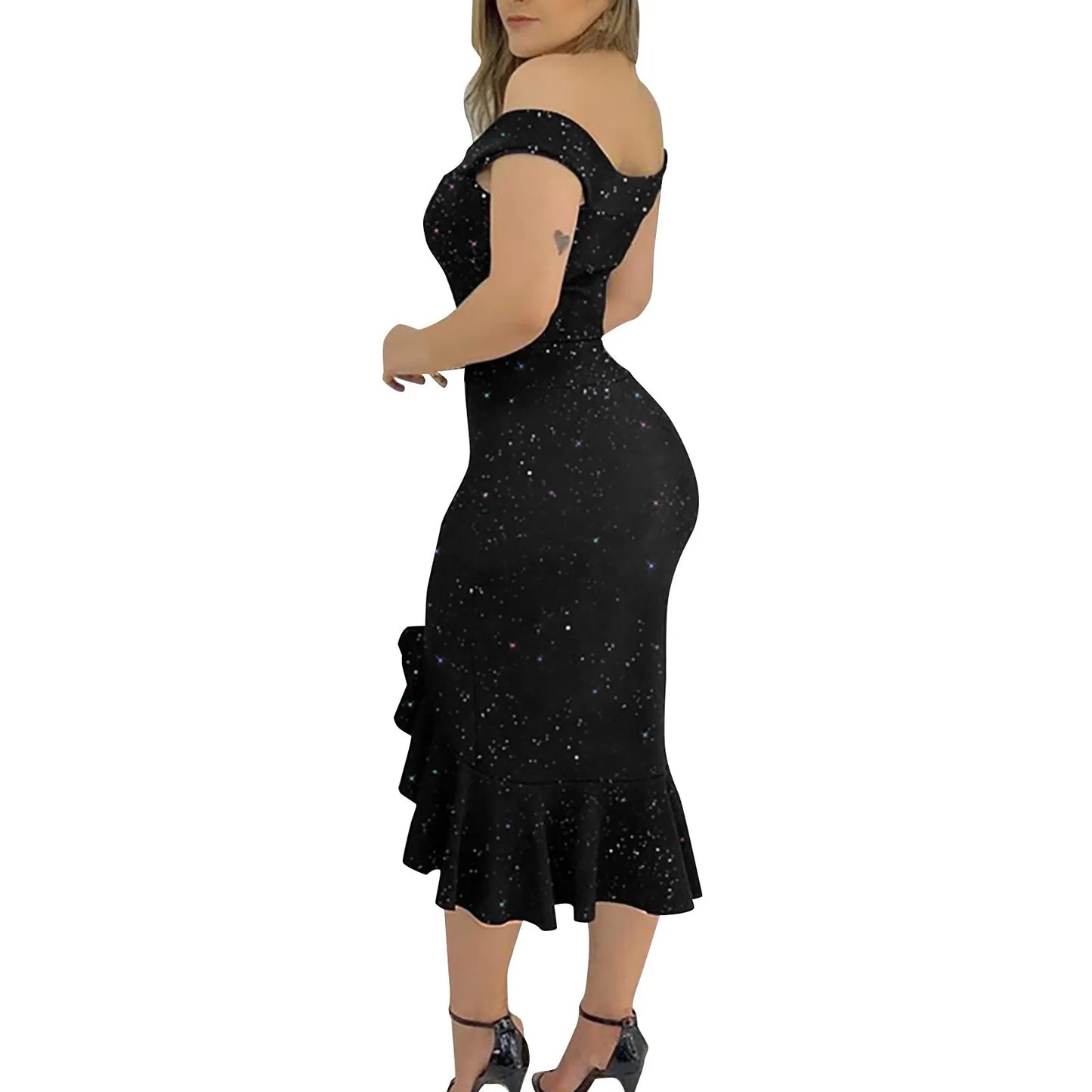 Sexy Off-Shoulder Sequin Ruffle Dress β Elegant Irregular Summer Outfit