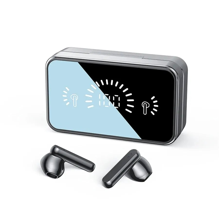 S20 Bluetooth 5.3 Wireless Earbuds – Mirror Stereo Headphones with Touch Control & Digital Display