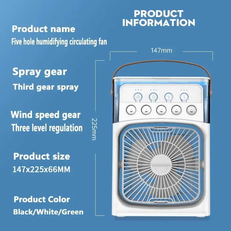 3-in-1 Portable Air Cooler Fan β Mini Air Conditioner, Humidifier & LED Night Light