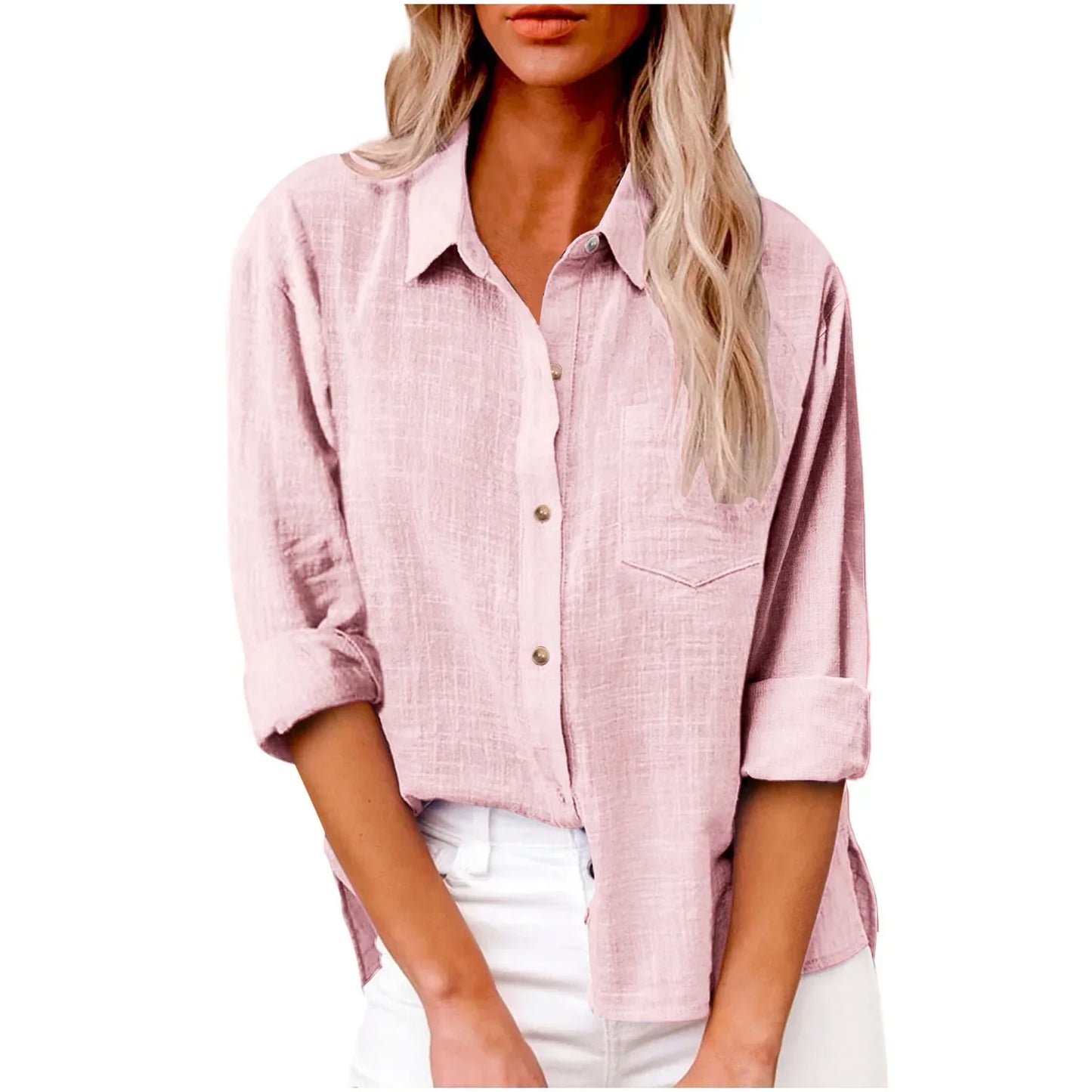 LinoChic β Cotton Linen Long Sleeve Shirt for Women
