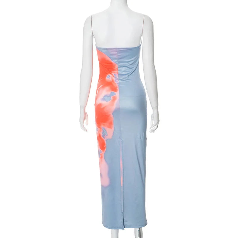 SunMuse β Strapless Print Tube Maxi Dress