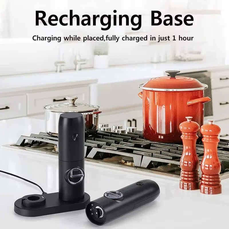 Electric Salt & Pepper Grinder Set β Rechargeable with LED Light & Adjustable Coarseness