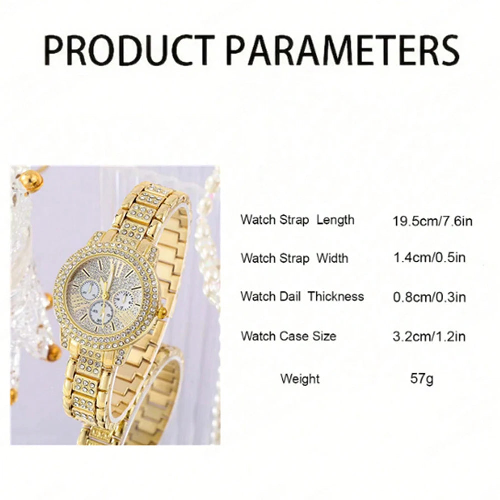 GlamTime β Women's Gold Watch & Jewelry Gift Set