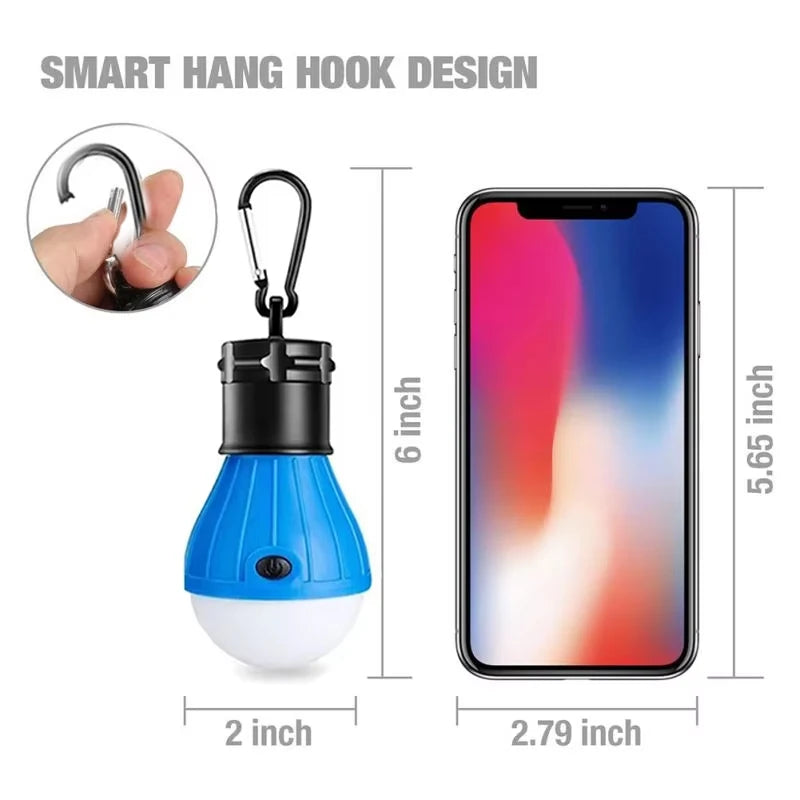 Portable LED Camping Light β Mini Hanging Bulb with 3 Modes & Hook