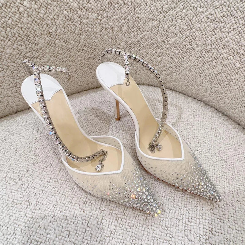 DiamondMist 2025 β Mesh Chain Baotou Heels