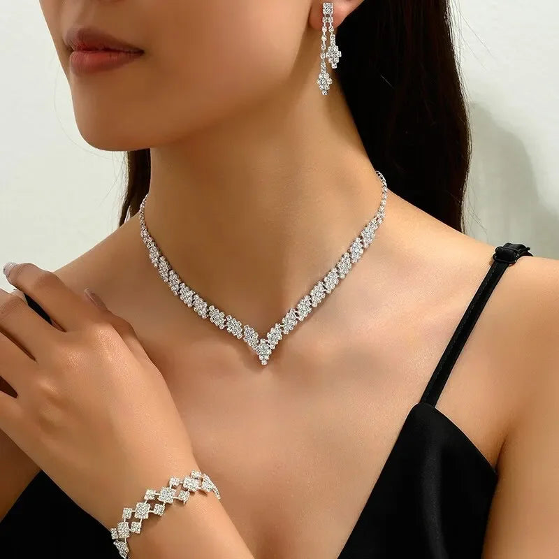 Elegant Claw Chain Jewelry Set β 3/4PCS Necklace, Bracelet & Earrings for Weddings & Gifts