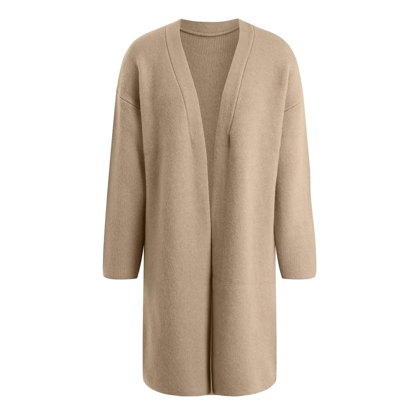 CozyEase β Women's Long Knit Cardigan with V-Neck & Open Front