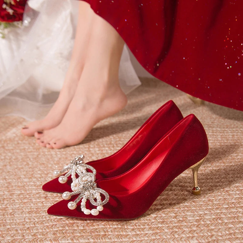 PearlStep β Bridal Thick Heel Xiuhe Shoes