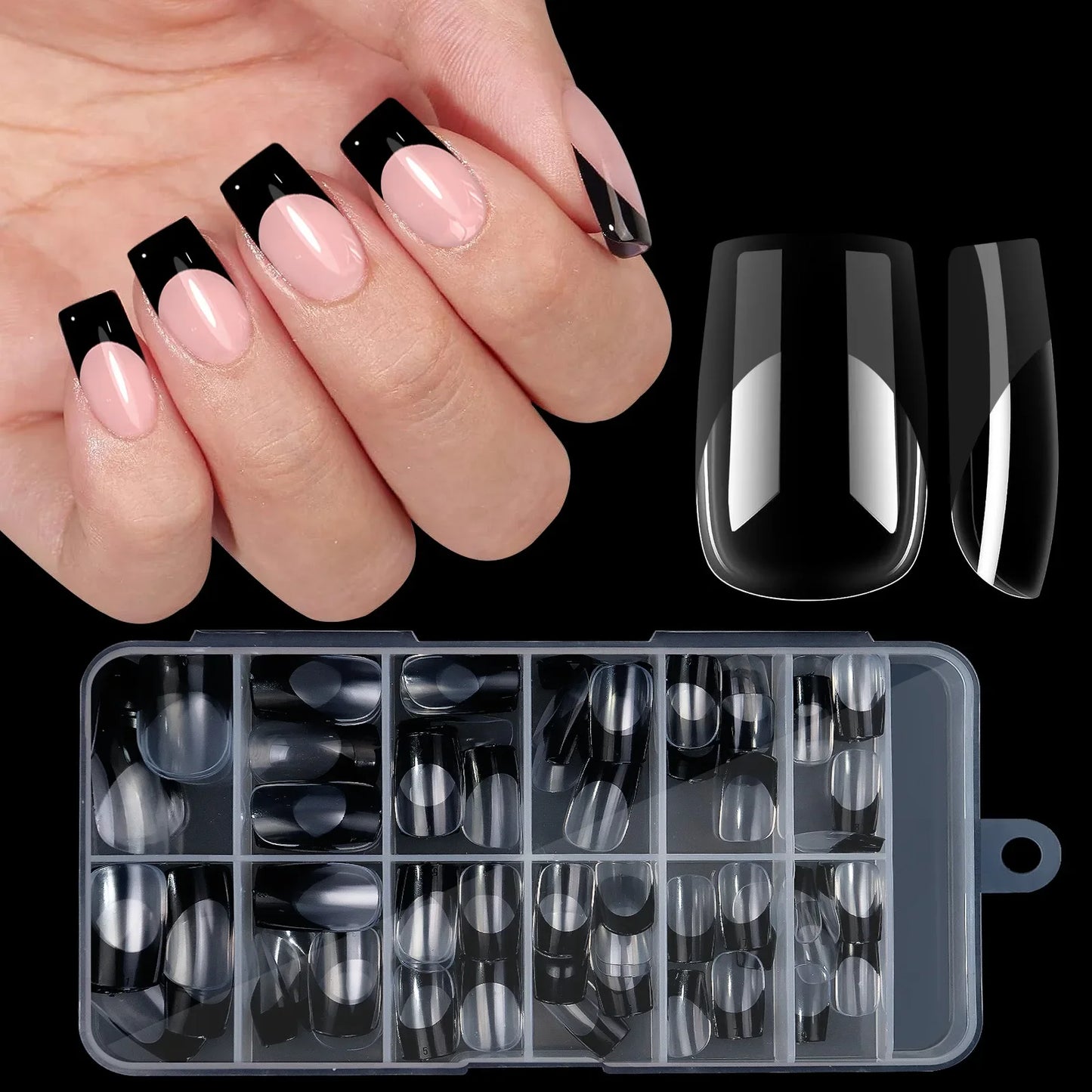 NailMuse β 120PCS Multicolor French Press-On Nails Set (Square & Almond Tips)