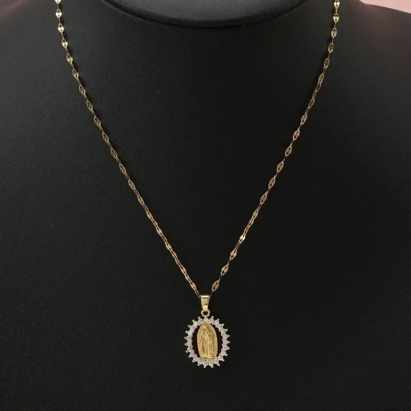 Celestial Grace β Virgin Mary Colorful Zircon Necklace