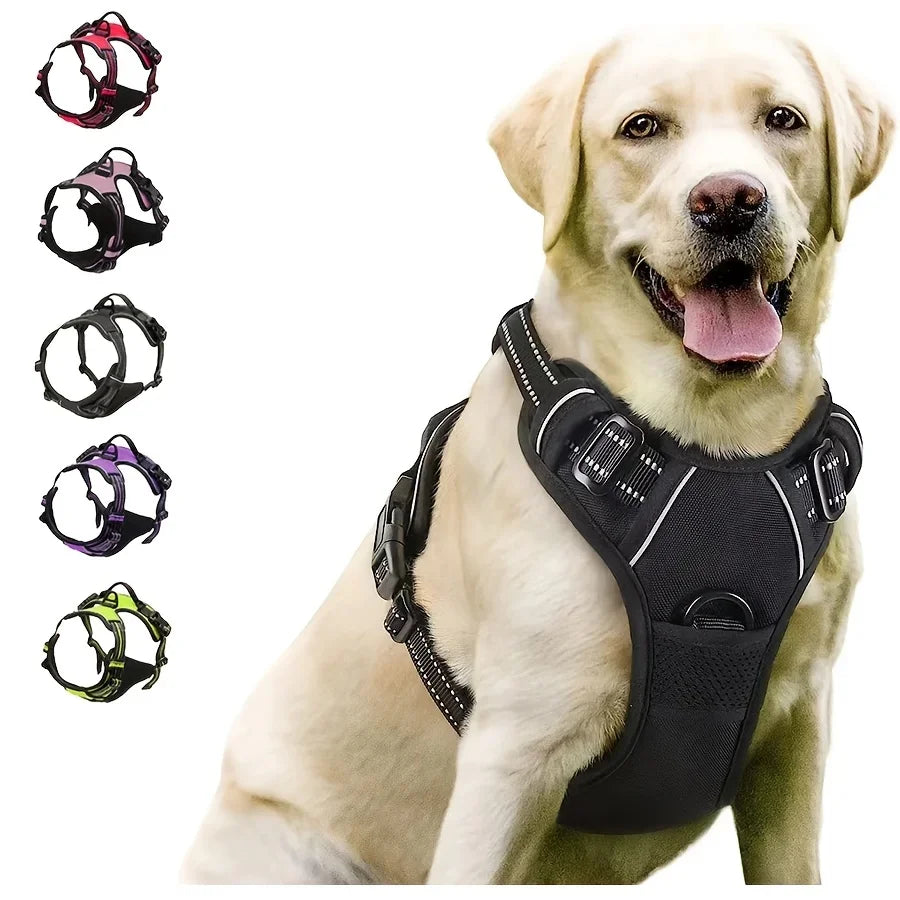 No-Pull Reflective Dog Harness – Front-Clip, Heavy-Duty with Handle for Large Dogs