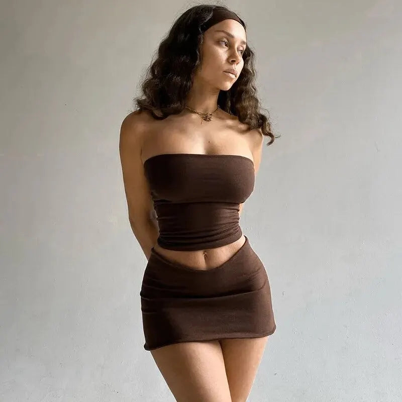 Dulzura 2-Piece Set β Spring Tube Top & Mini Skirt Outfit
