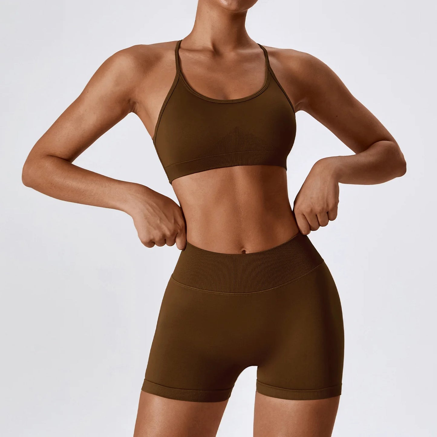 2-Piece Seamless Yoga Set β Crop Top & Shorts Gym Outfit for Women