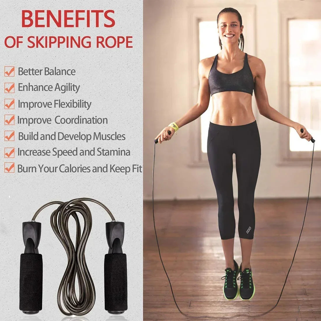 Adjustable Steel Wire Speed Jump Rope β For Kids & Adults
