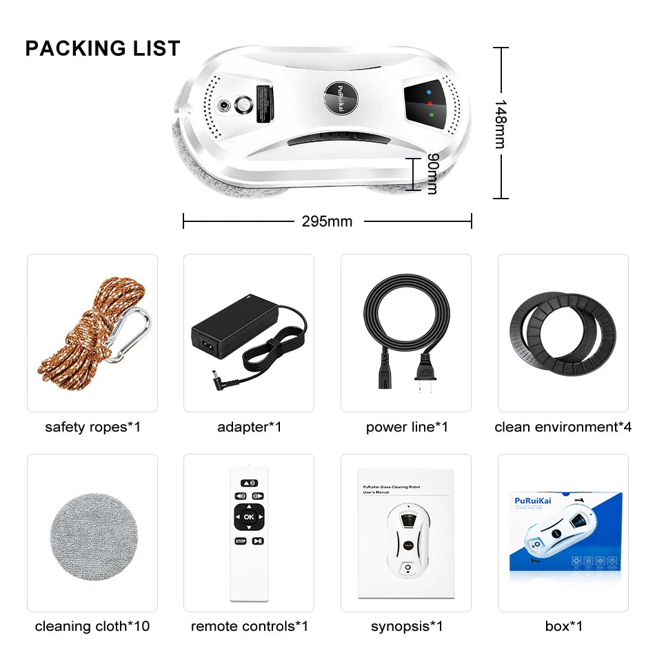 PuRuiKai Ultra-Thin Window Cleaning Robot โ Smart Electric Glass Cleaner with Remote Control