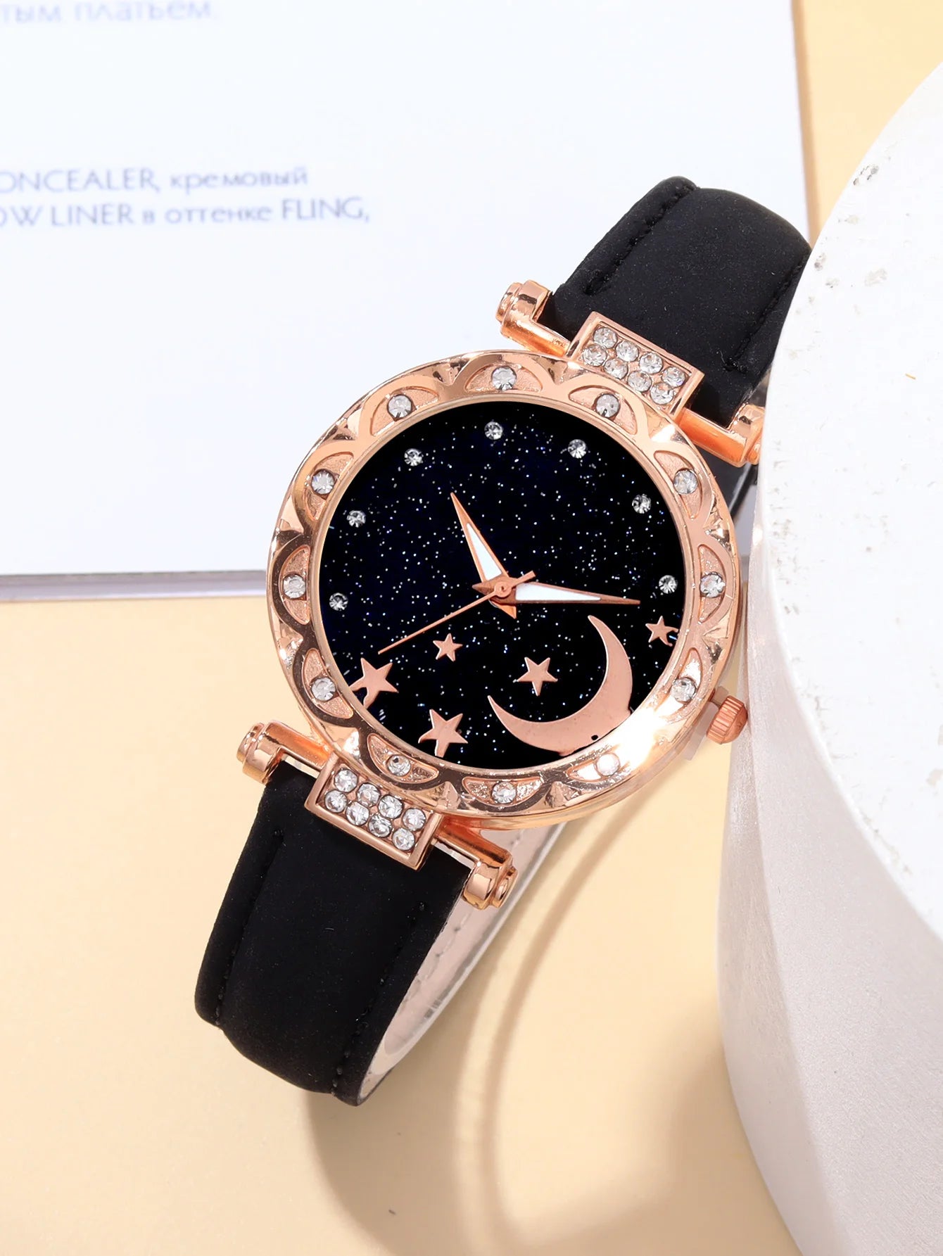 Starry Sky Diamond Watch & Bracelet Set β 3PCs Women's Quartz Gift Set