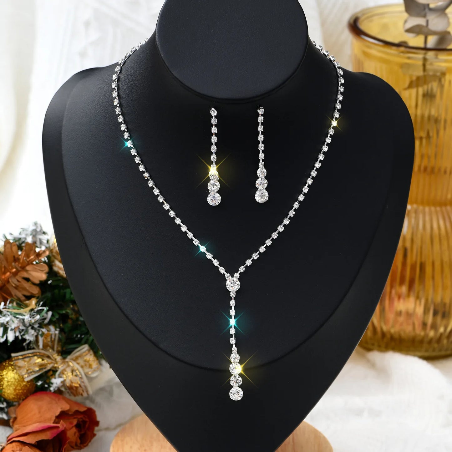 Elegant Teardrop Jewelry Set β Necklace & Earrings for Weddings & Parties