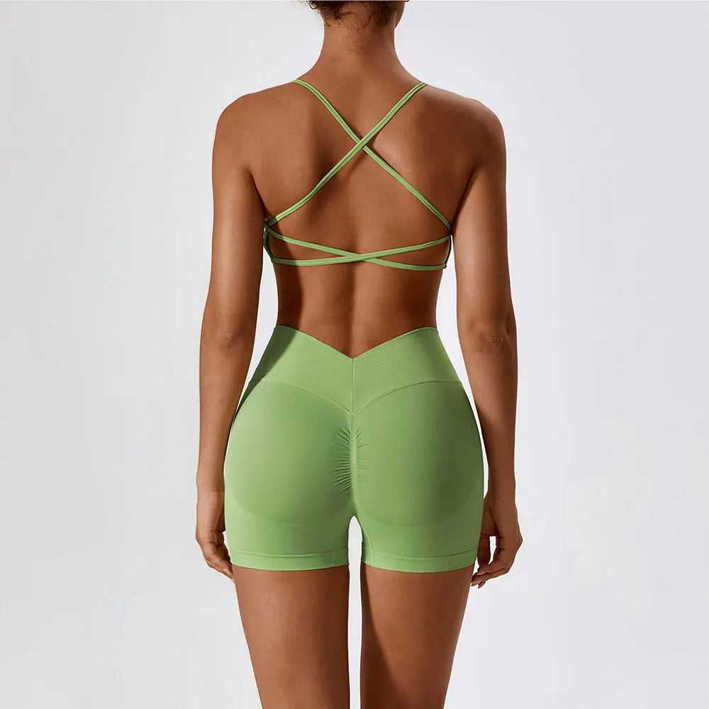 2-Piece Seamless Yoga Set β Crop Top & Shorts Gym Outfit for Women