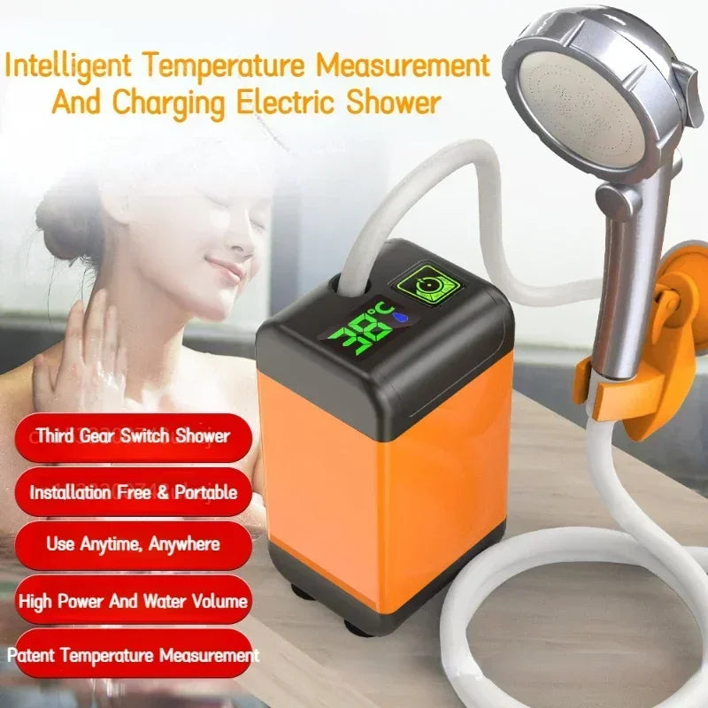 Portable Camping Shower Pump β Electric Outdoor Shower with Digital Display & IPX7 Waterproof