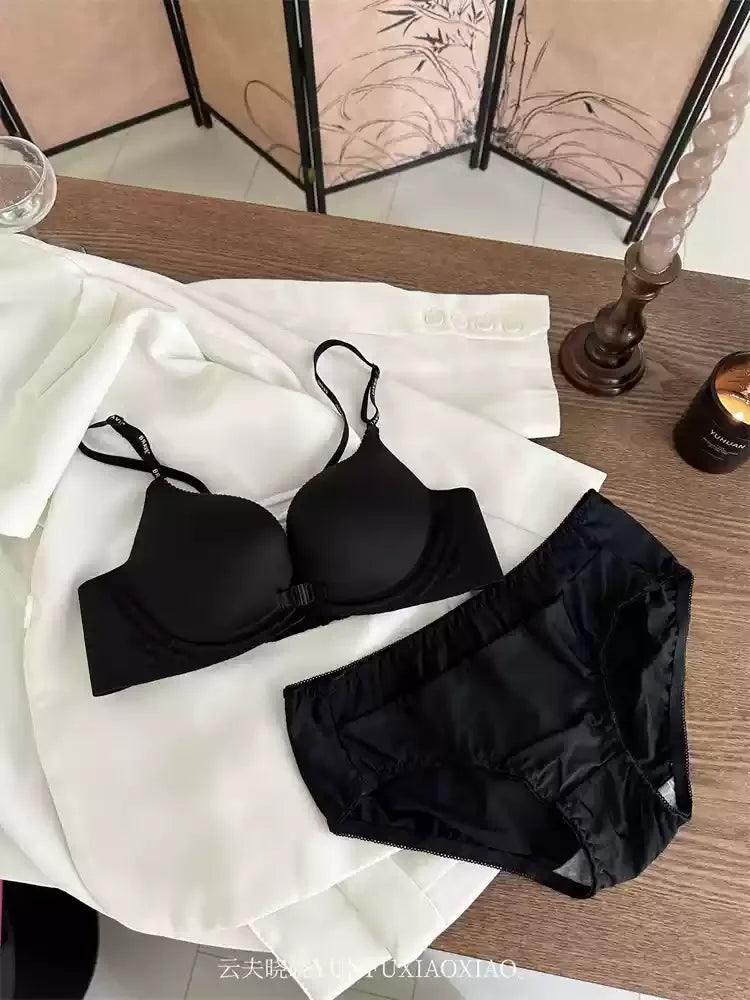 YUQI Front-Button Push-Up Bra Set β Slimming & Sexy Back Support