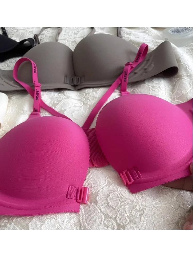 YUQI Front-Button Push-Up Bra Set β Slimming & Sexy Back Support