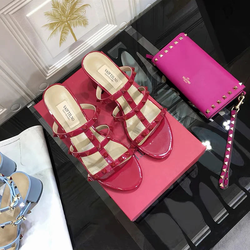 SilverGladiator 2025 β Luxury Rivet Leather Heeled Sandals