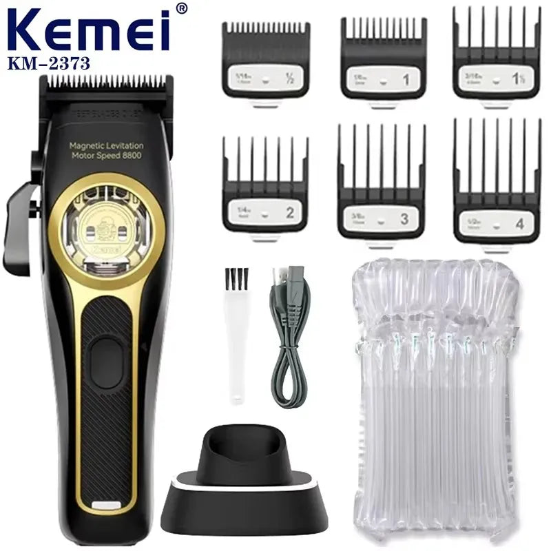 Kemei KM-2373 Magnetic Motor Hair Clipper – Professional Men’s Trimmer with Charging Base