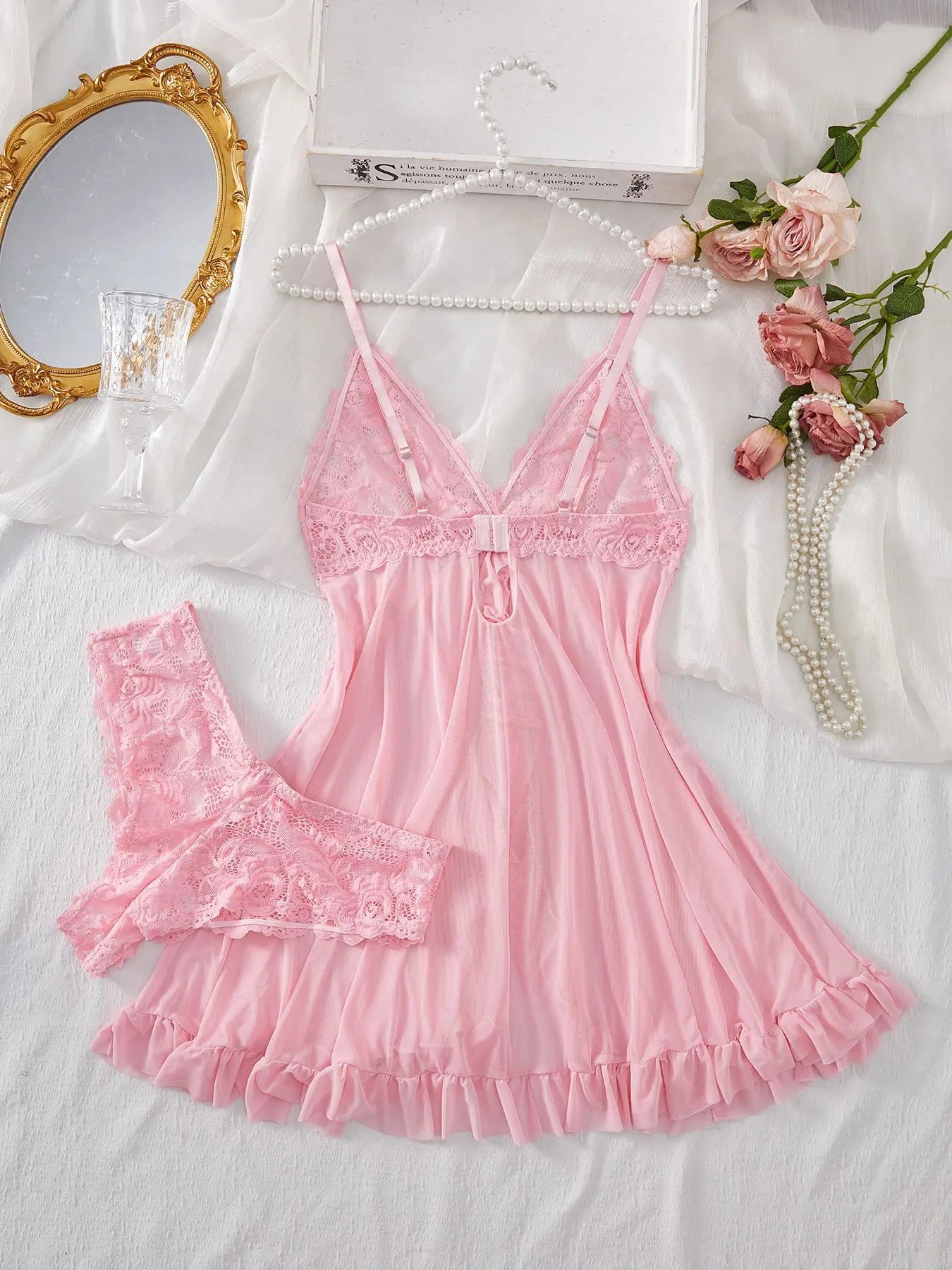Sexy Lace Lingerie Nightdress β V-Neck Slim Fit Sleepwear for Women