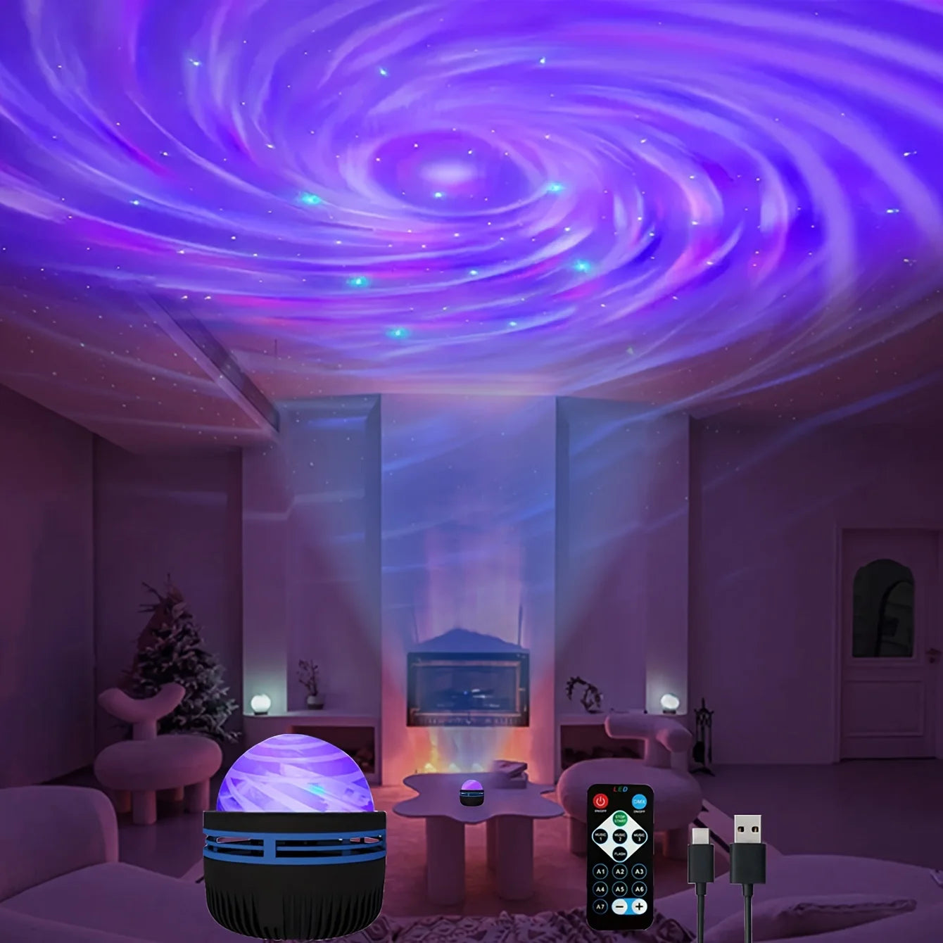GalaxyGlow โ Starry Sky LED Night Light Projector with Remote & Sound Control