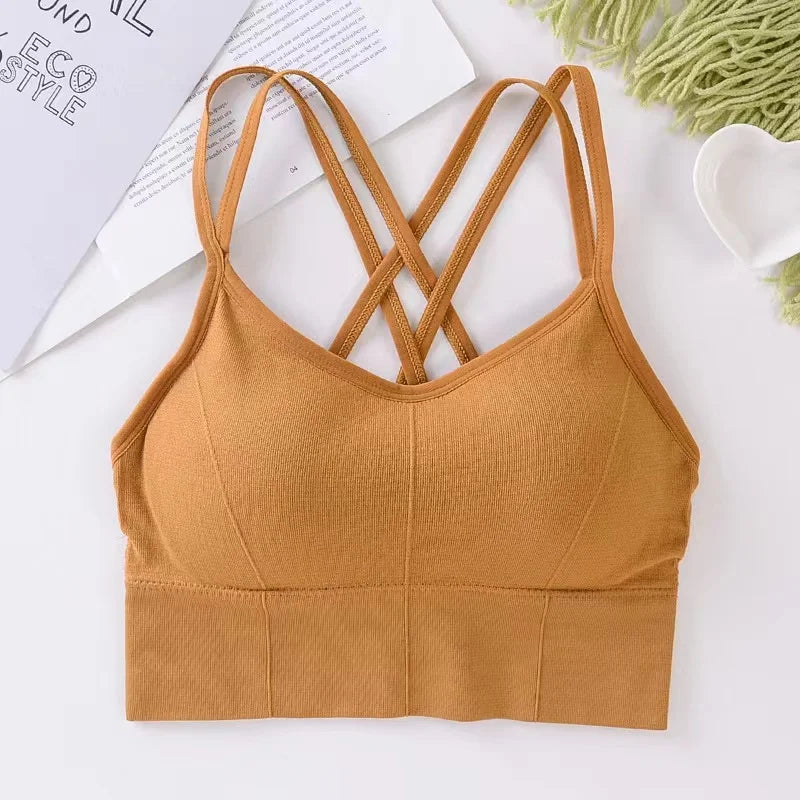 StrapFit β Women's Cross-Back Push-Up Sports Bra