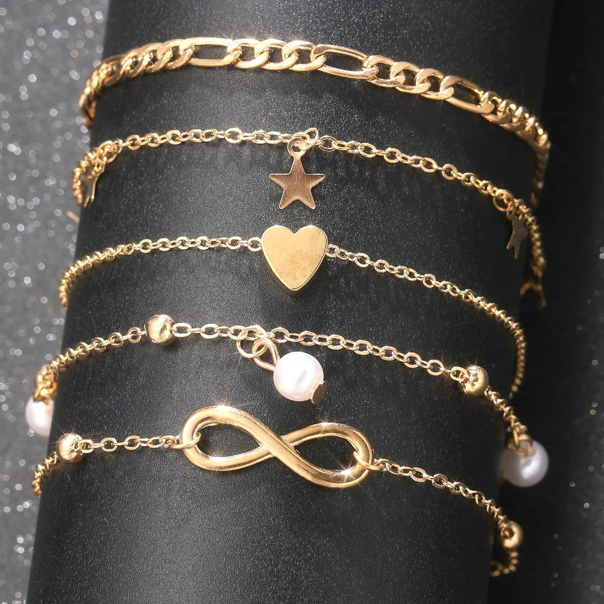 Boho Retro Tassel Anklet Set β 5-Piece Butterfly, Pearl & Charm Foot Bracelet Jewelry