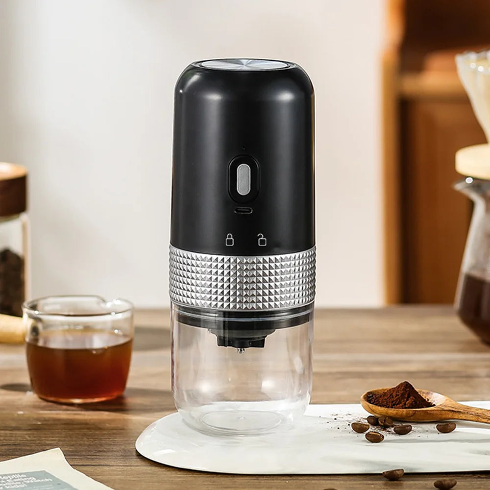 Portable Electric Burr Coffee Grinder β USB Rechargeable, Adjustable Settings, 200ml Capacity