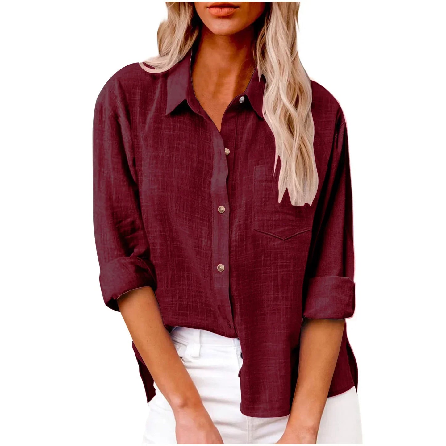 LinoChic β Cotton Linen Long Sleeve Shirt for Women