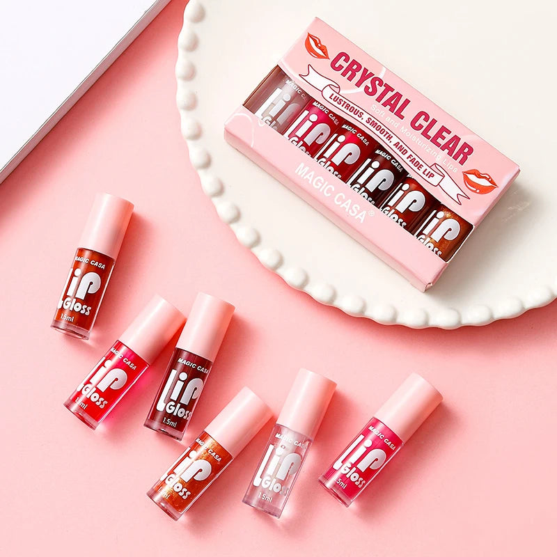 MAGIC CASA 6-Piece Water-Gloss Jelly Lip Oil Set β Plumping & Hydrating