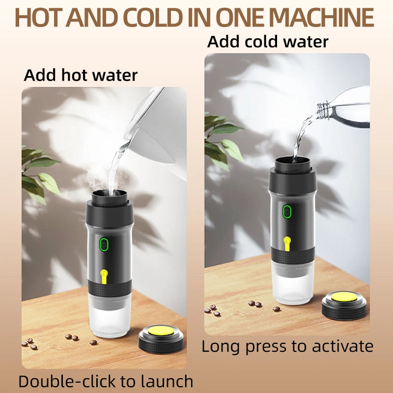 Portable Automatic Espresso Machine β For Large/Small Capsules & Ground Coffee
