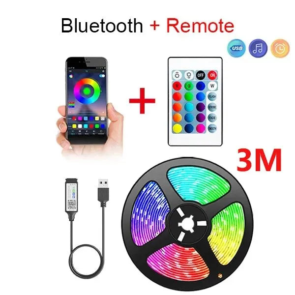 GlowFlex 5050 โ USB RGB LED Strip Light with Bluetooth Control