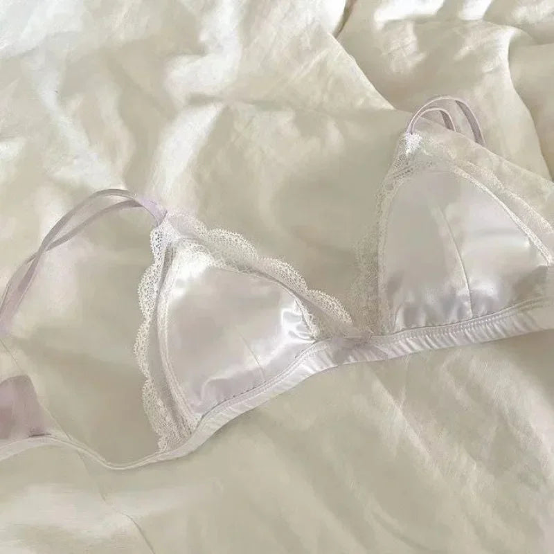 French Satin & Lace Bra Set β Ultra-Thin & Breathable