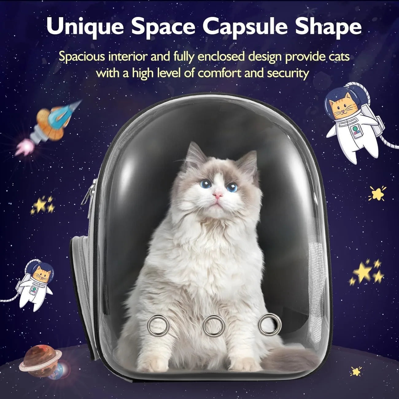 Space Capsule Pet Backpack Carrier β Transparent, Breathable Travel Bag for Cats & Small Dogs