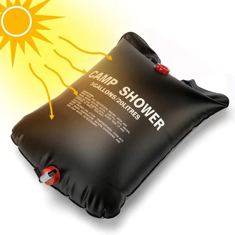 Solar Heated Outdoor Shower Bag β Foldable 20L/40L Camping Water Bag with Hose & Nozzle