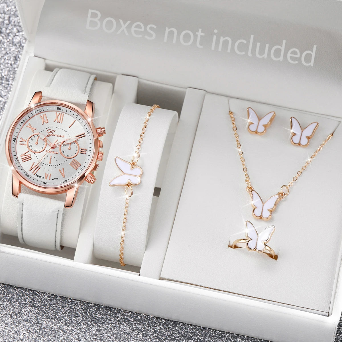 LoveTime β 5/6PCS Women's Leather Watch & Jewelry Set